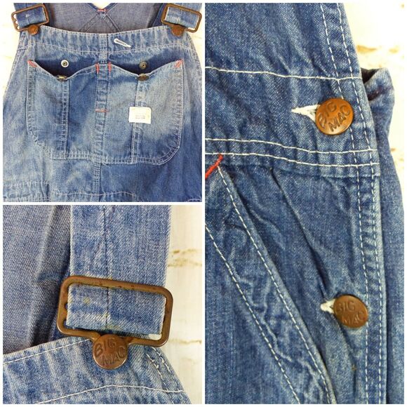 VTG JCPenney Big Mac 70s Denim Overalls Carpenter 43X30.5 Square Back Union Made - Picture 5 of 16